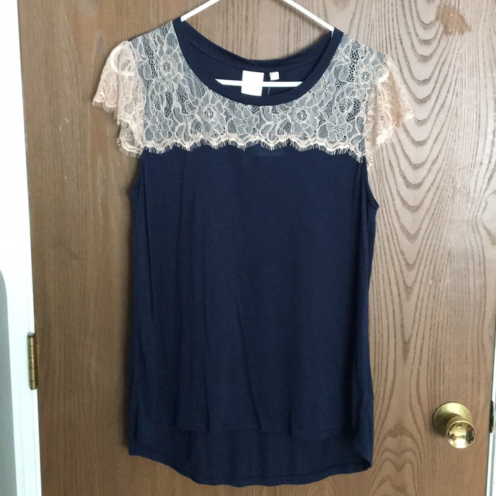 Never worn Anthro tee! - comfy modal and lace 💙